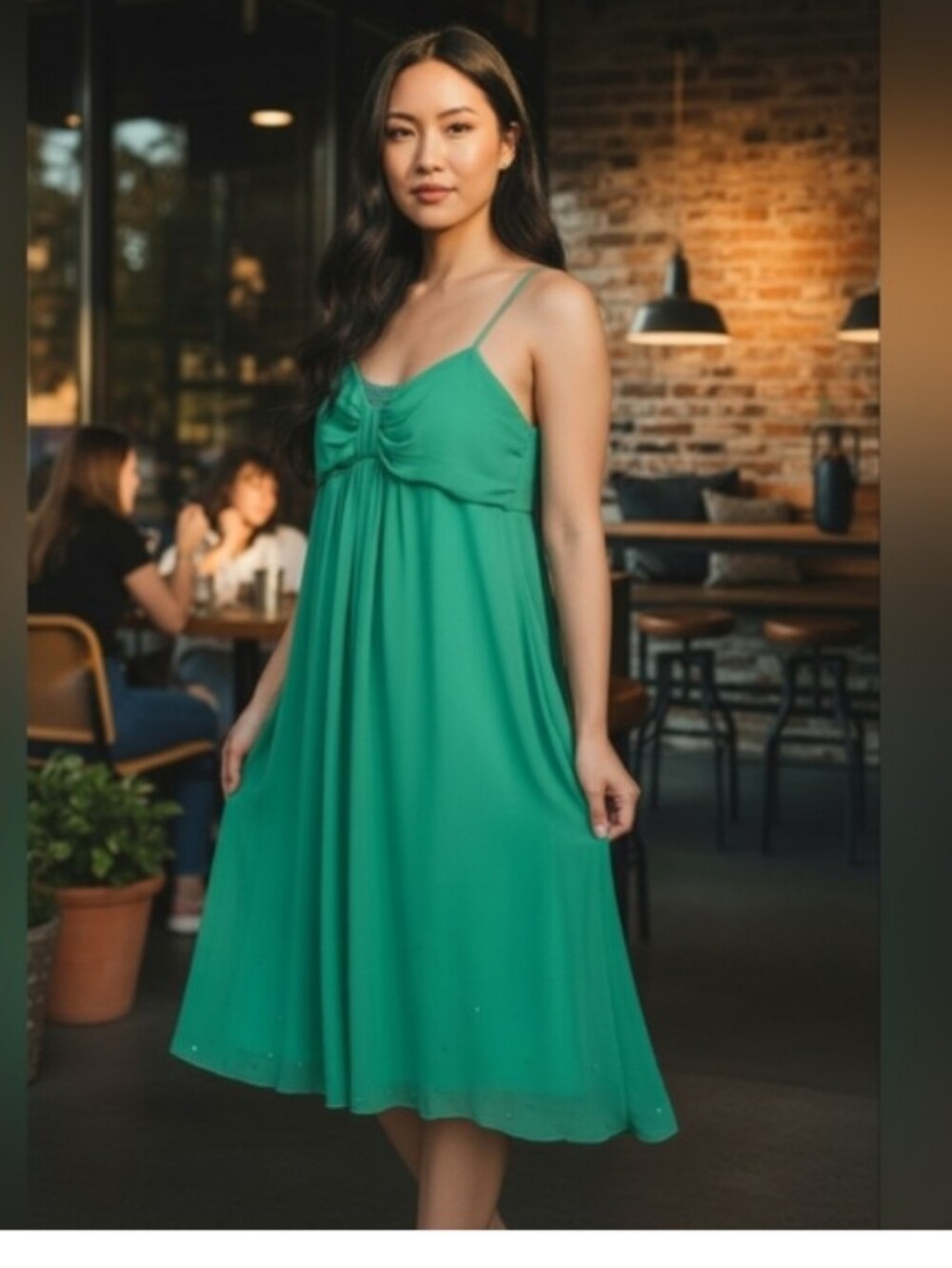 NWT Jonathan Martin 100% Silk Green Midi Dress Size 12 Petite -deadstock Vintage